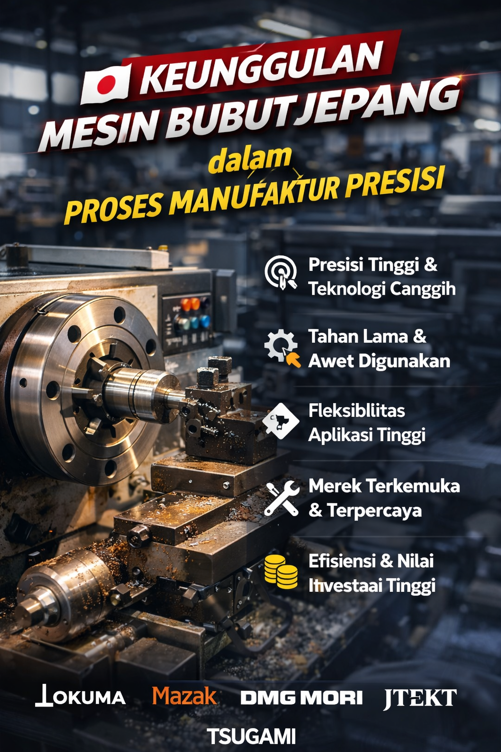 keunggulan mesin bubut jepang