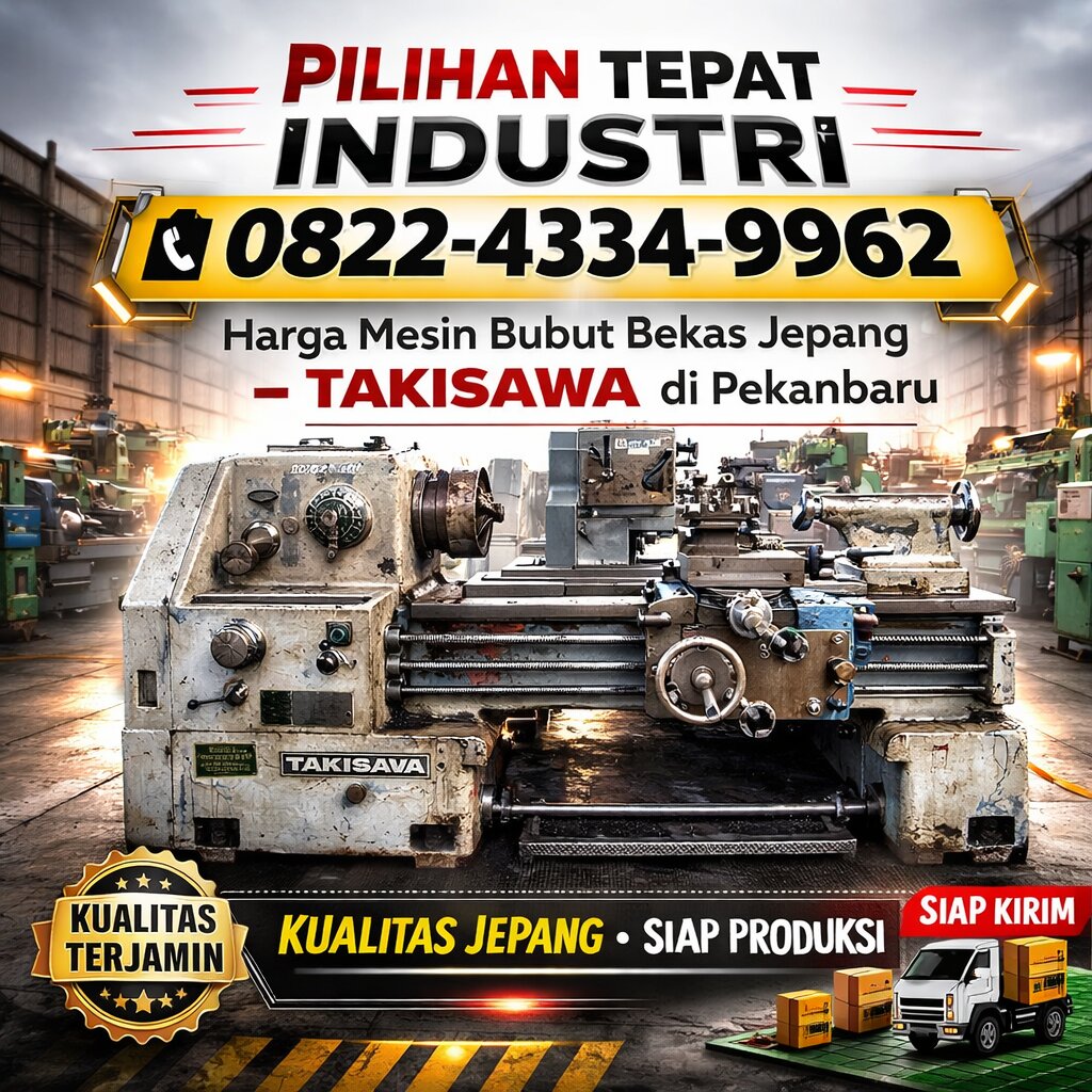 PILIHAN TEPAT INDUSTRI 0822-4334-9962 Harga Mesin Bubut Bekas Jepang Takisawa di Pekanbaru