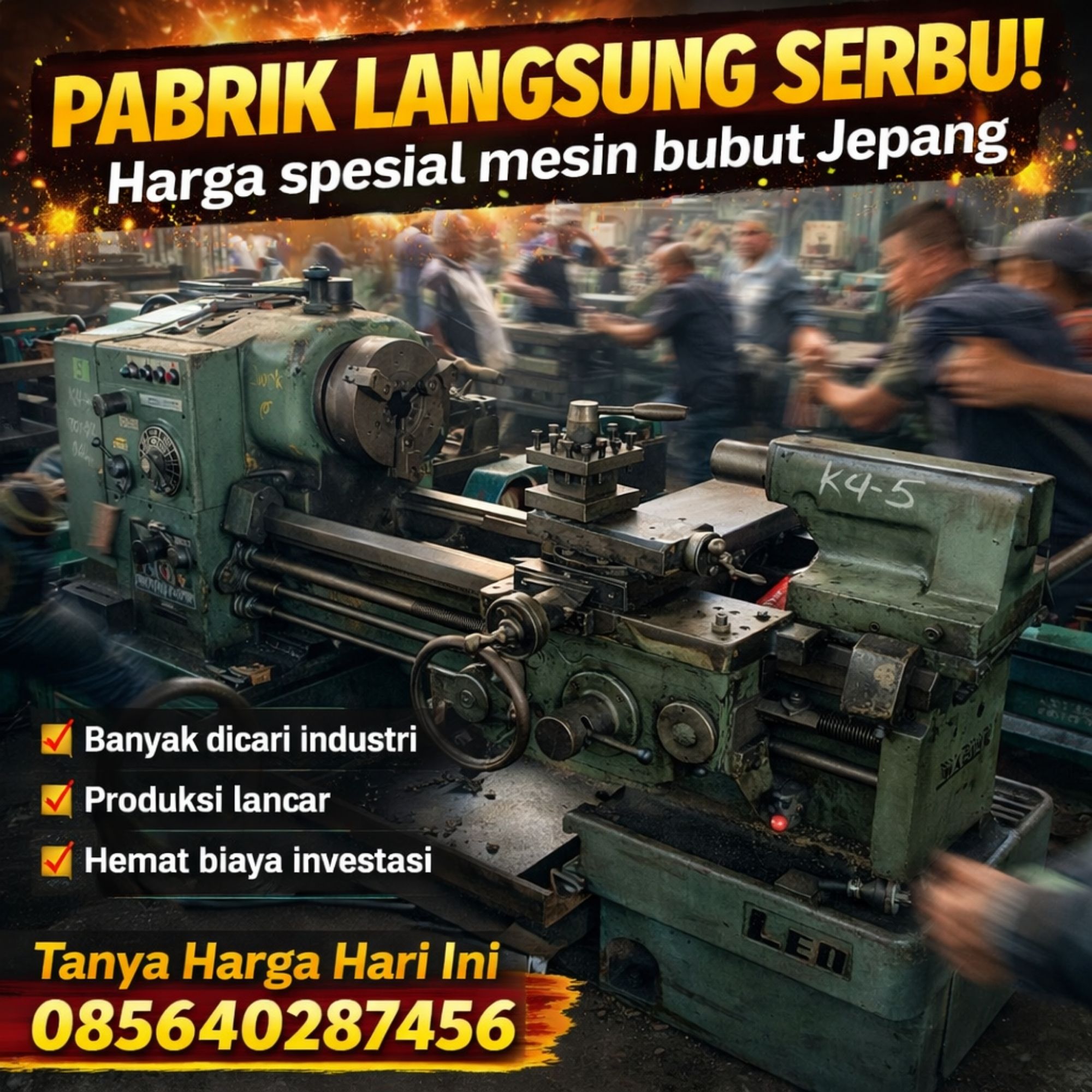 jual mesin bubut jepang wasino second