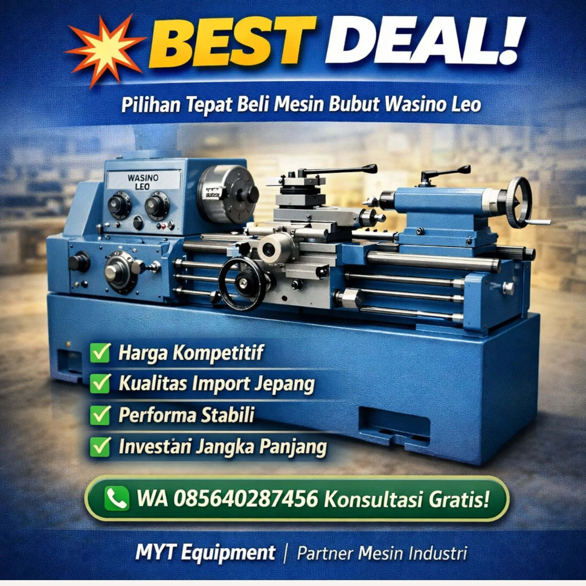 Jual Mesin Bubut jepang Bekas Wasino Leo