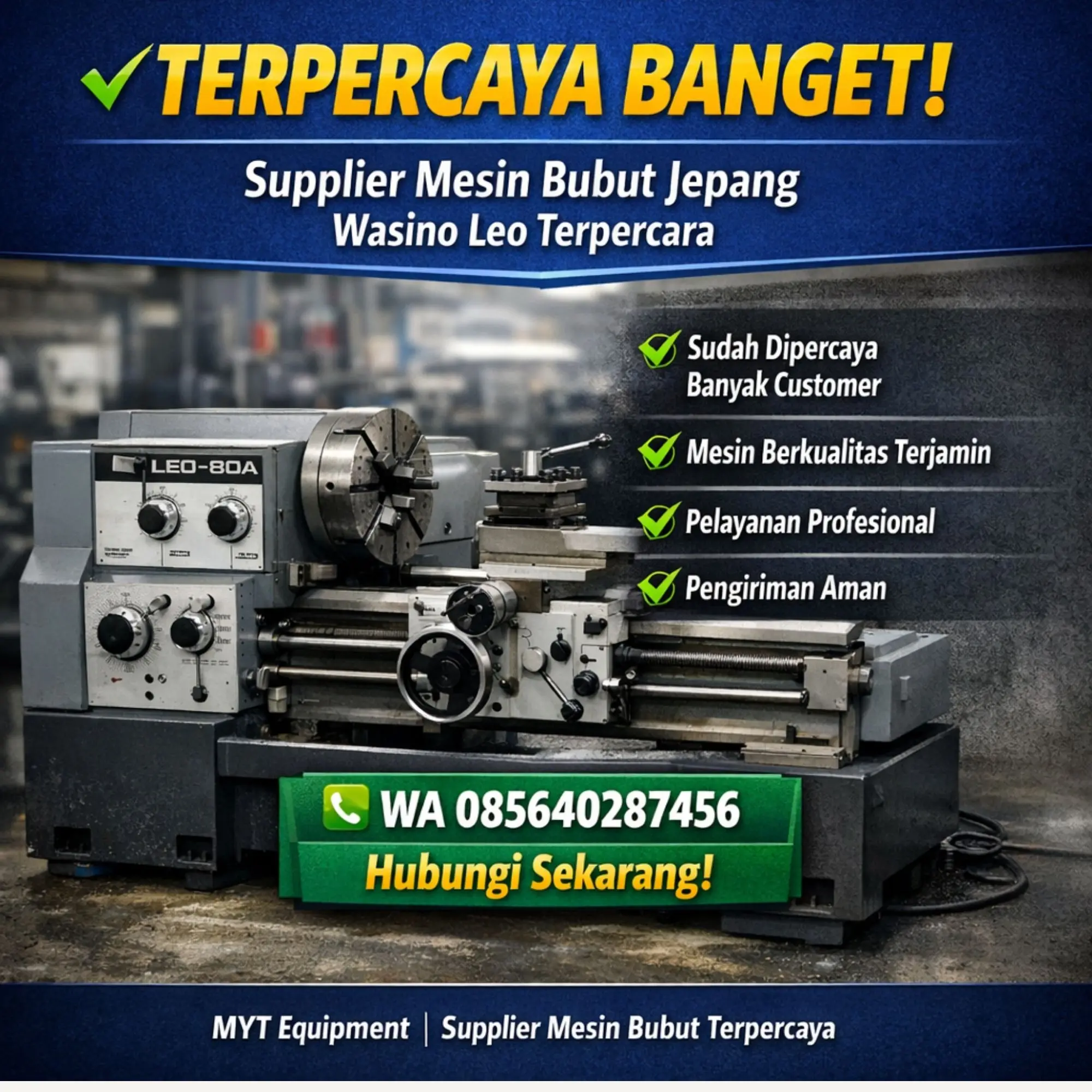 Jual Mesin Bubut jepang Bekas Wasino Leo