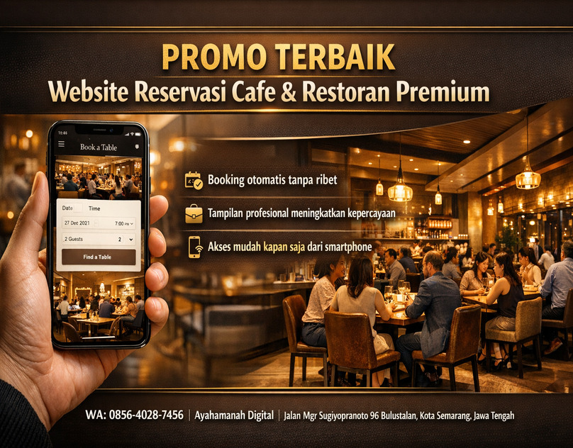 PROMO TERBAIK 0856-4028-7456 Layanan pembuatan website reservasi restoran dan cafe premium di Bogor – AyahAmanah Digital