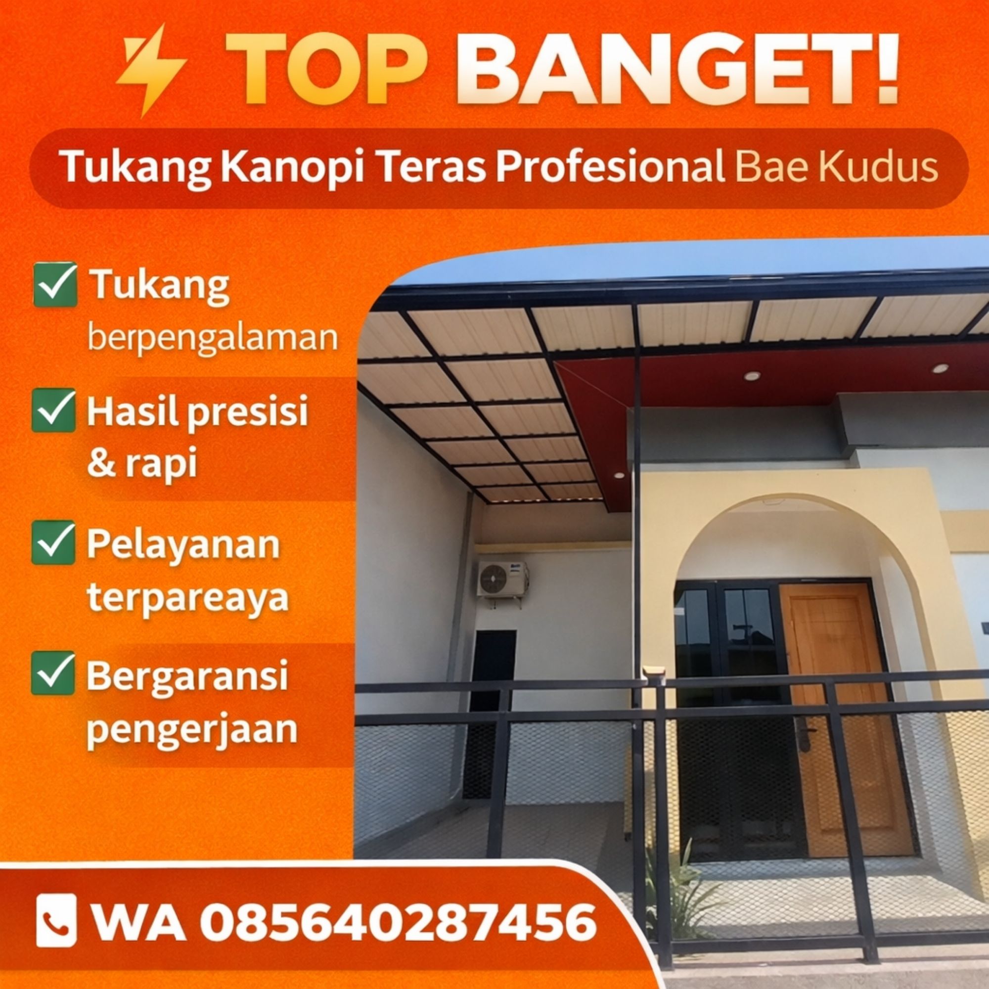 Tukang kanopi teras profesional dan terpercaya Bae Kudus