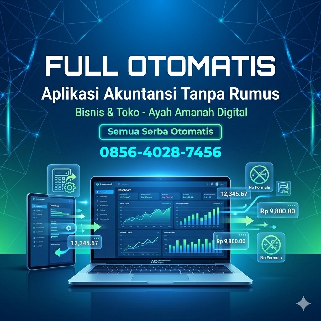FULL OTOMATIS | 0856-4028-7456 Aplikasi Akuntansi Otomatis Tanpa Rumus untuk Bisnis dan Toko - Ayah Amanah Digital