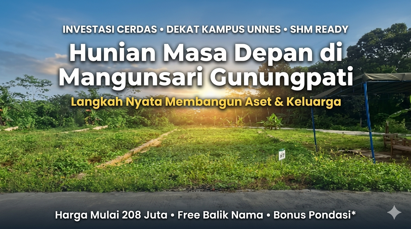 Hunian Masa Depan Dimulai dari Kavling Strategis di Mangunsari Gunungpati