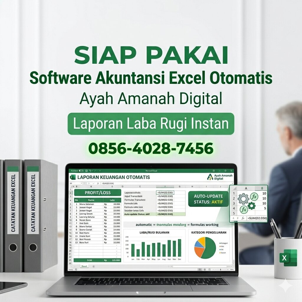 SIAP PAKAI | 0856-4028-7456 Paket Software Akuntansi Excel Otomatis untuk Laporan Laba Rugi - Ayah Amanah Digital