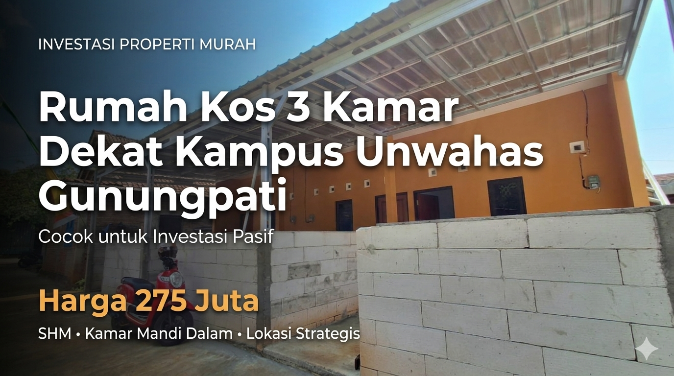 Rumah Kos 3 Kamar Dekat Kampus Unwahas Gunungpati, Cocok untuk Investasi Pasif