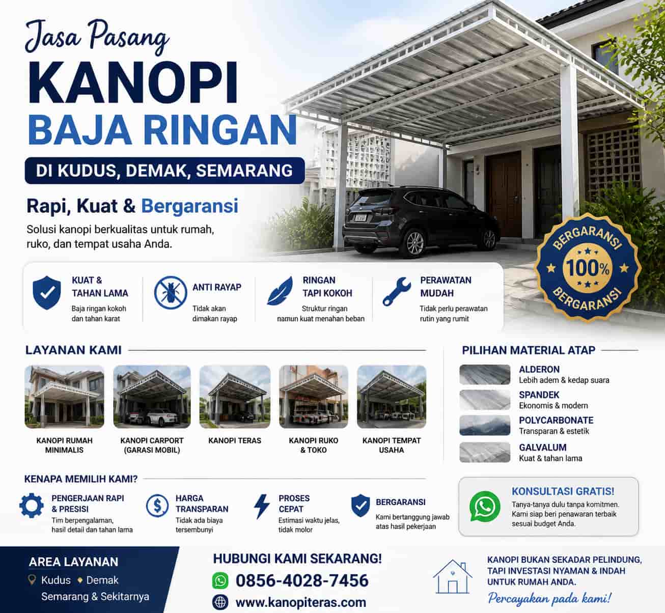 kanopi baja ringan alderon terbaik kudus