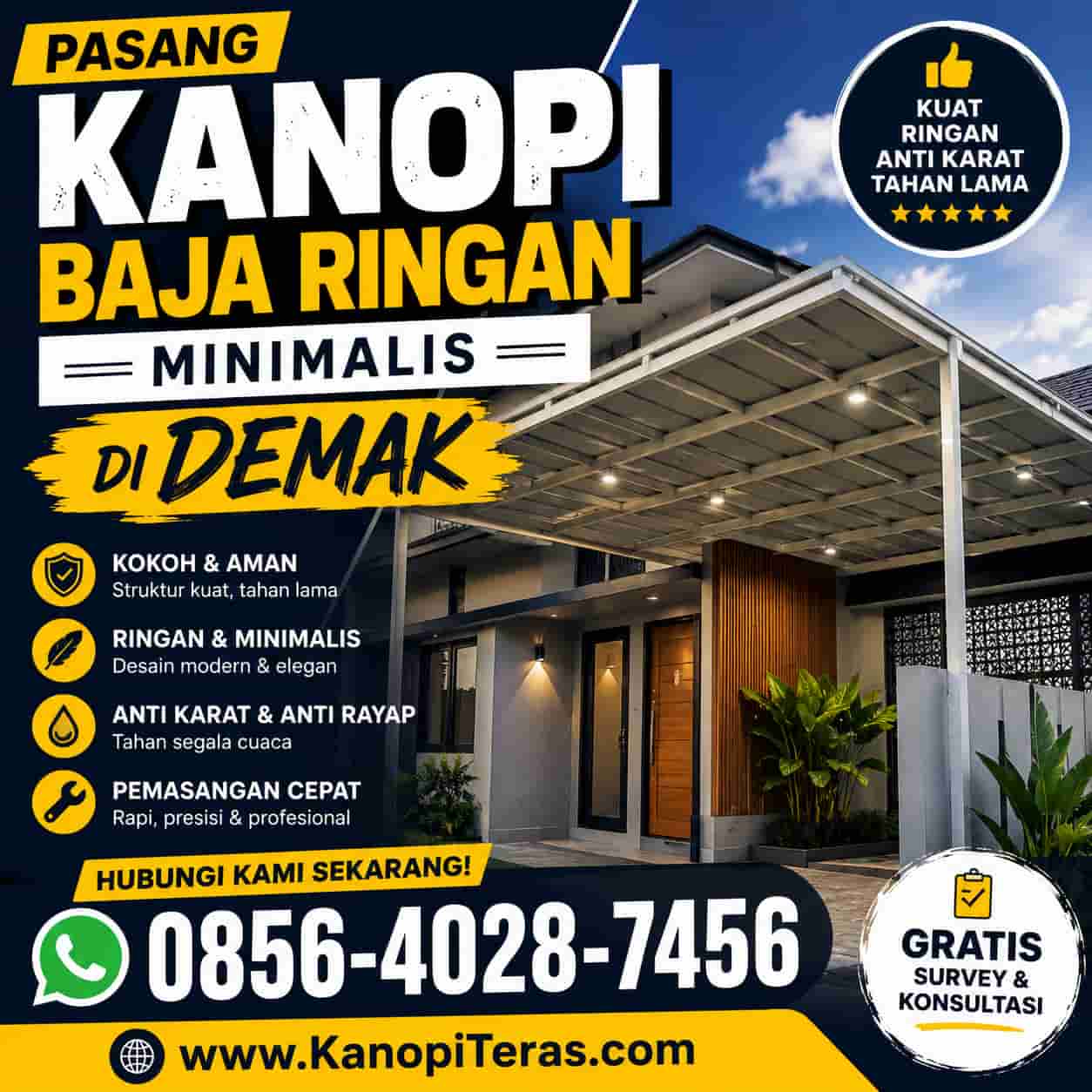 harga kanopi baja ringan minimalis di demak