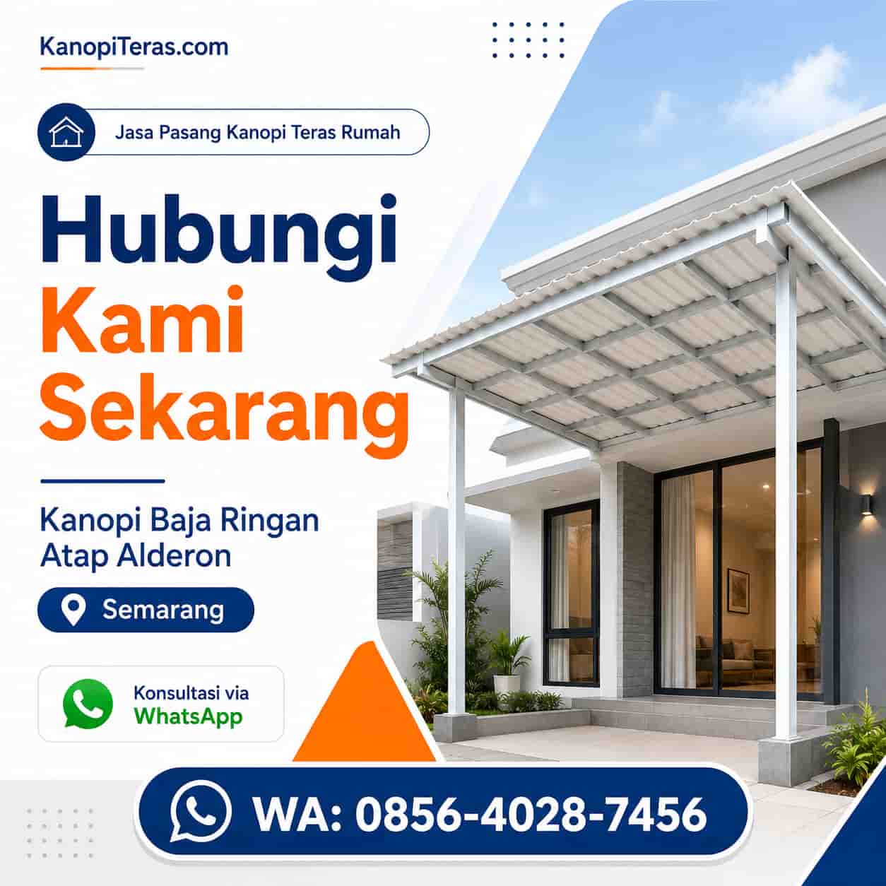 jasa pembuatan kanopi teras rumah baja ringan atap alderon di semarang (10)