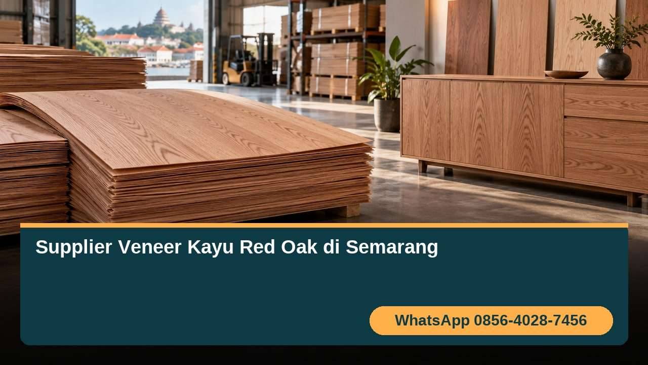Supplier veneer kayu red oak di Semarang dengan lembaran veneer dan contoh panel furniture